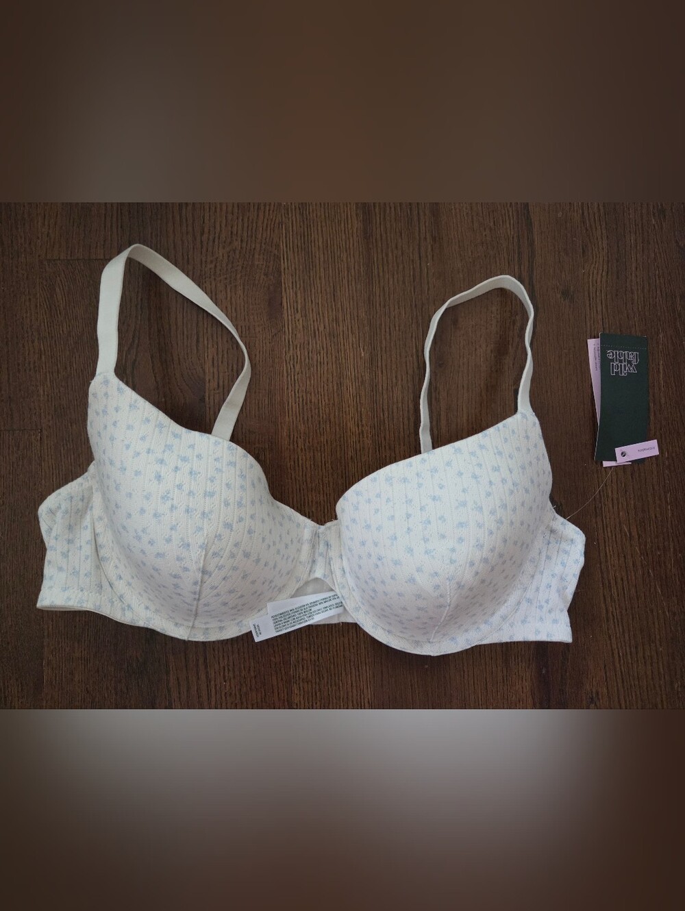 New Wild Fable Womens 38C Lightly Lined Blue Floral Bra